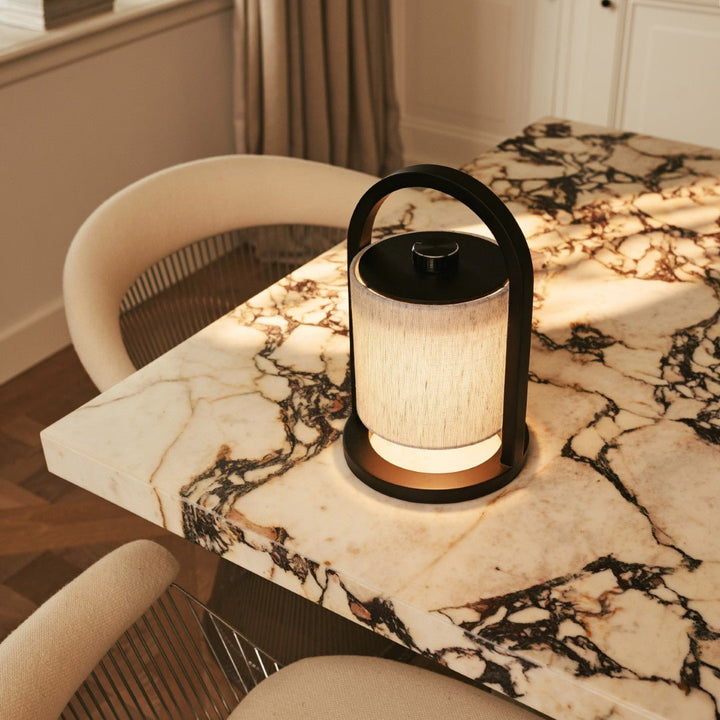 River Black & Gray Wooden oplaadbare lamp - Dimable & snateloze licht