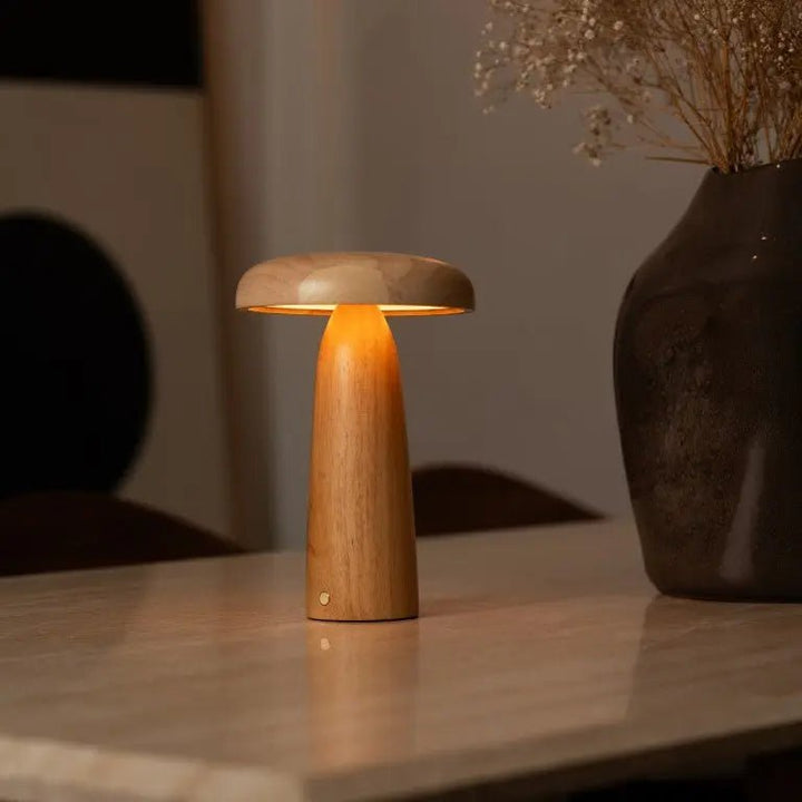 Lennart Houten Tafellamp – Oplaadbare, dimbare en draadloze verlichting