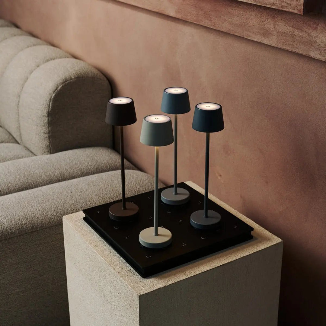 Vondel Mini Shadow Gray Oplaadbare en draadloze lamp perfect voor horeca -industrie - draadloos oplaadbaar via laadstation