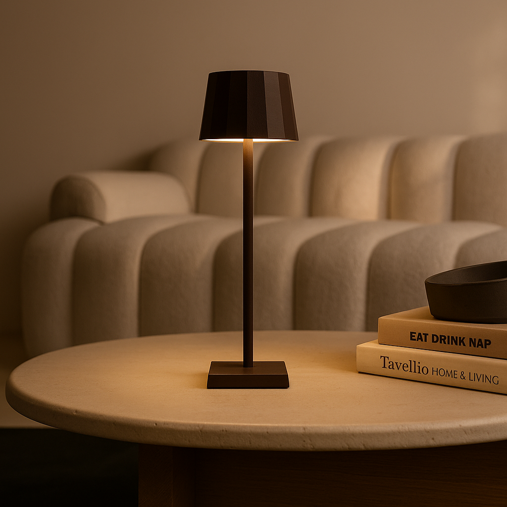 Wouter Mocha Brown oplaadbare tafellamp-Draadloos opladen, dimable, 120 uur batterijduur