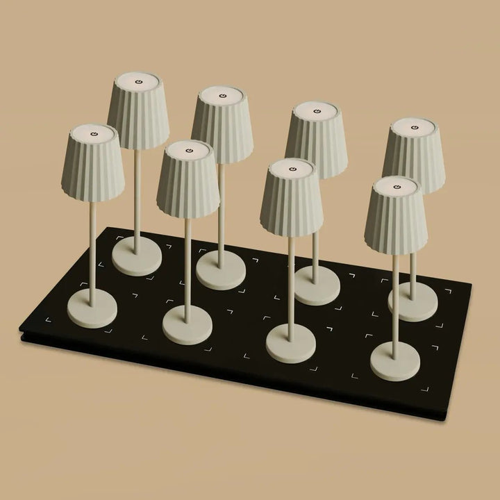 Combi Set Professional-8 X Maya Shadow Gray Oplaadbare tafellampen en 1 x Central Station Wireless Lay Station met Qi-Technology-Perfect voor restaurants, gastvrijheid en hotels