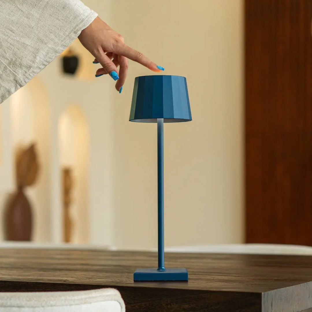 Wouter delftware blauw oplaadbare tafellamp-draadloos opladen, dimable, 120 uur batterijduur