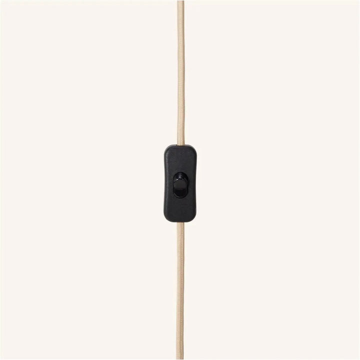 Quin lichtbruine houten lamp met koord - duurzaam rubberwood en matglas