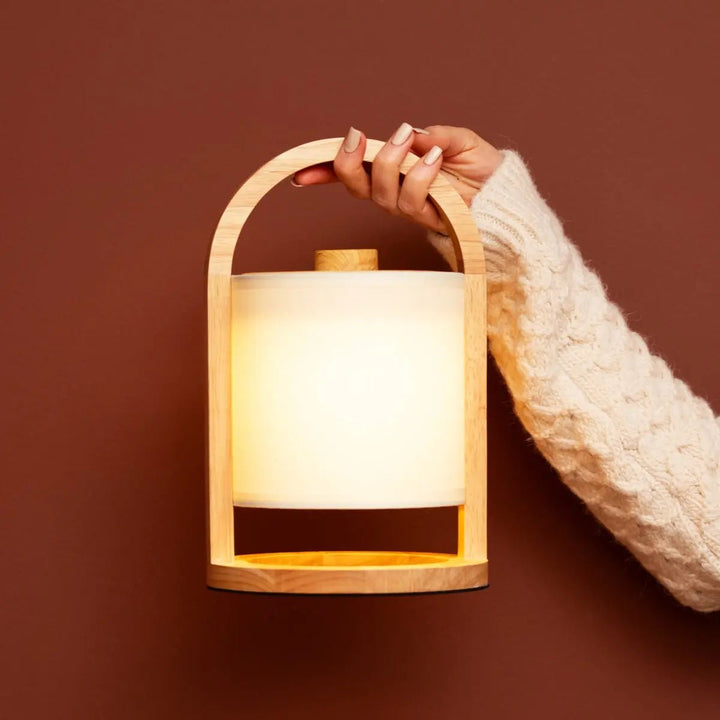 River Light Bruine Houten Oplaadbare Lamp – Dimbaar & Snoerloos Licht