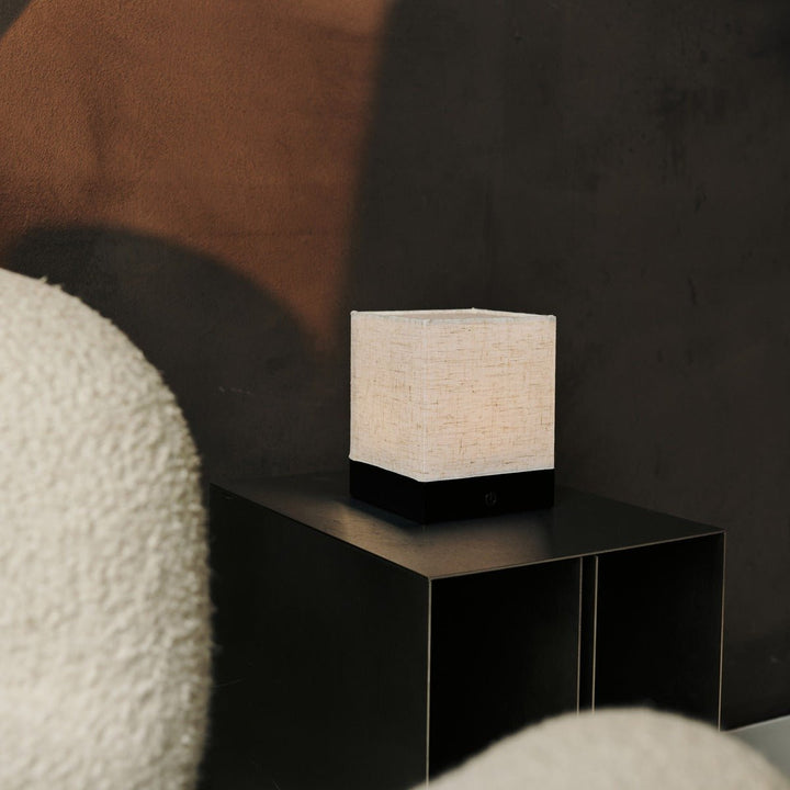 Zano Black Wireless Lamp met hout en linnen - Moodverlichting, LED -tafellamp met batterij