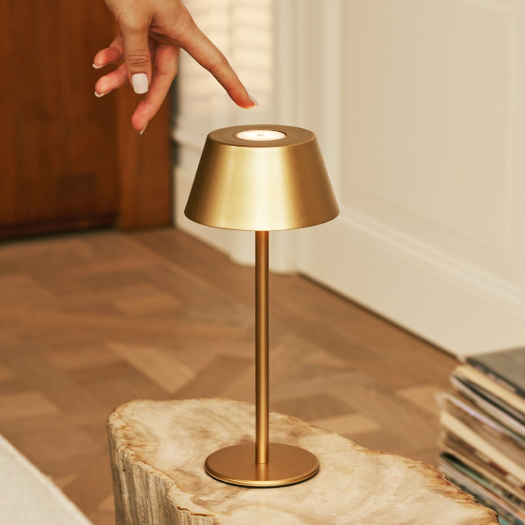 Milou Gold - tafellamp zonder kabel L Modern, Design & 3 Light Modi