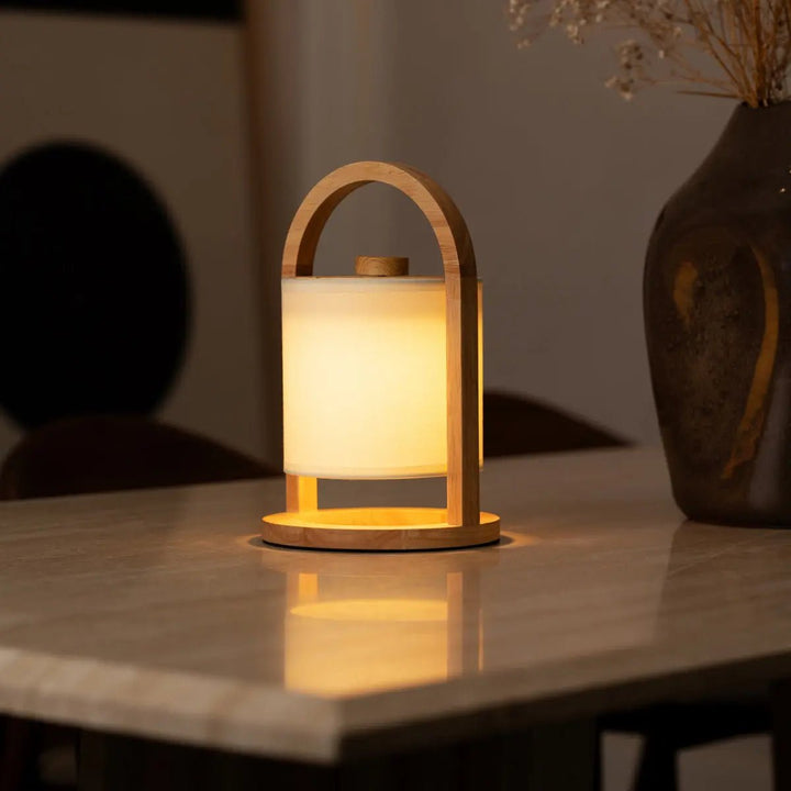 River Light Bruine Houten Oplaadbare Lamp – Dimbaar & Snoerloos Licht
