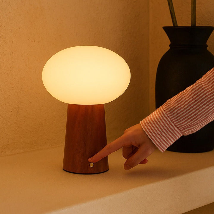 Max kastanje houten draadloze en oplaadbare lamp-milieuvriendelijk ontwerp