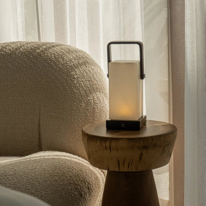 Harper Donkerbruine Houten Lamp – Snoerloze Oplaadbare Tafellamp met Handvat