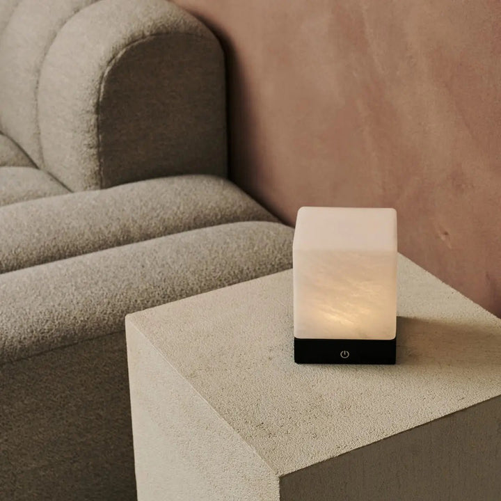 YCE Black Draadloze houten lamp met bevroren glas-oplaadbare, dimbare, 100-uur batterij