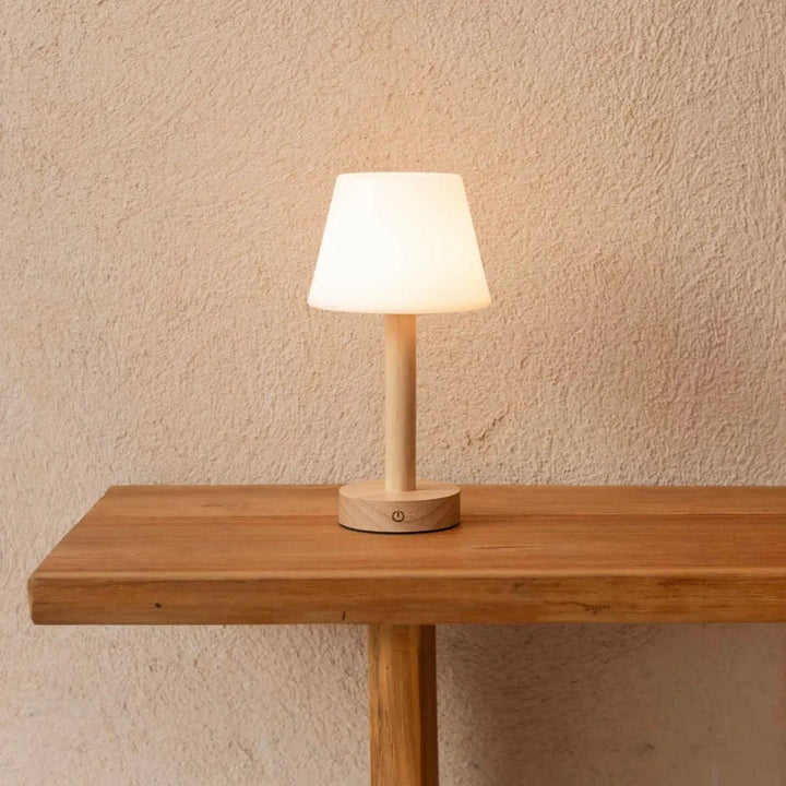 Zoë Lichtbruine Houten Oplaadbare Tafellamp | Dimbaar, USB-C, batterijduur van 80 uur
