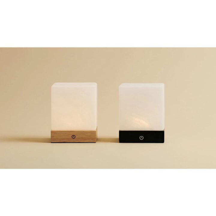 YCE Black Draadloze houten lamp met bevroren glas-oplaadbare, dimbare, 100-uur batterij