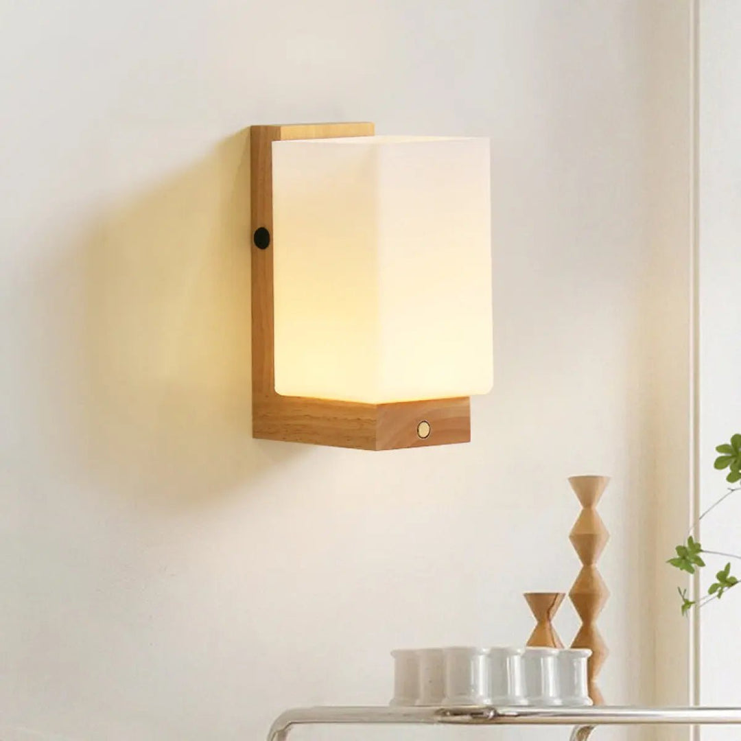 Bowie lichtbruin oplaadbare houten wandlamp - draadloze, dimbare en stijlvolle verlichting