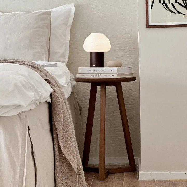 Fynn Donkerbruine Houten Lamp – Oplaadbaar & Dimbaar Licht