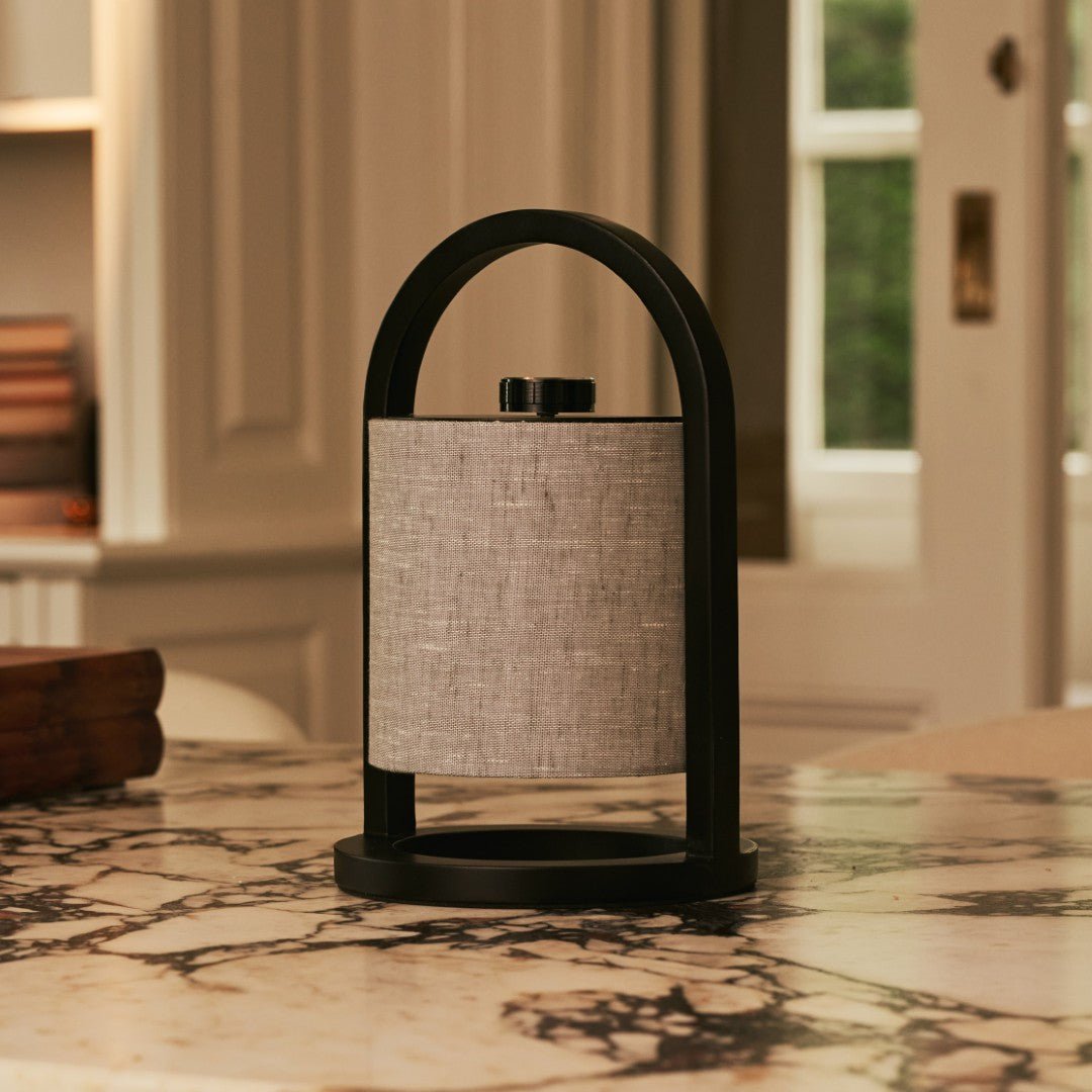 River Black & Gray Wooden oplaadbare lamp - Dimable & snateloze licht