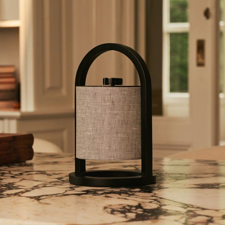 River Black & Gray Wooden oplaadbare lamp - Dimable & snateloze licht
