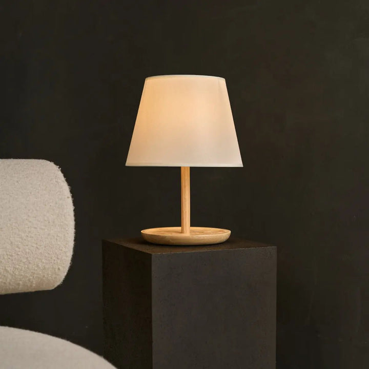 Emily lichtbruine houten lamp met kabel - handgemaakt duurzaam ontwerp voor thuis