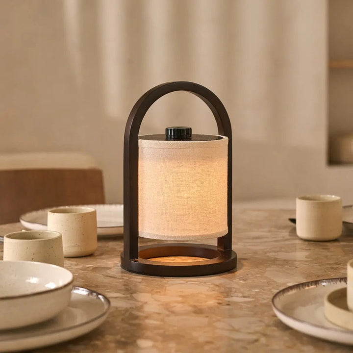 River Donkerbruine Draadloze Houten Lamp – Oplaadbaar & Dimbaar