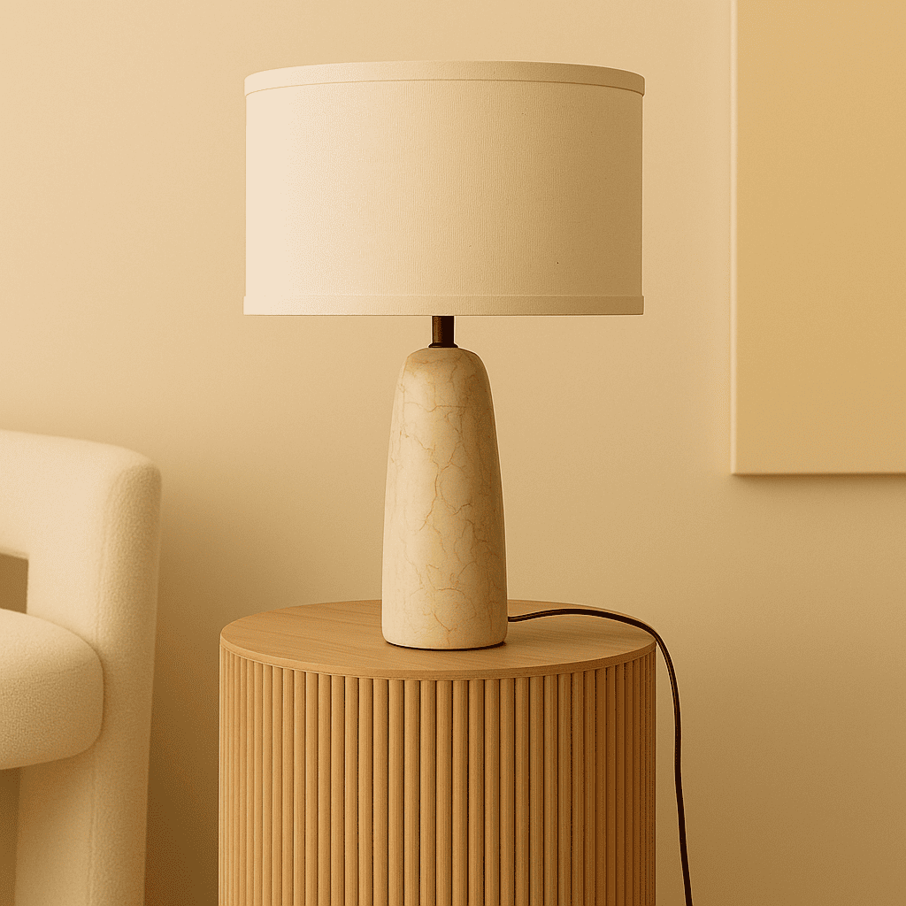 Charlotte Marmeren Lamp met Katoenen Kap – Elegante verlichting voor uw huis