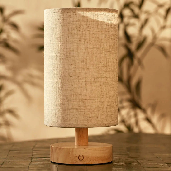 Ben lichtbruine houten donkerbruine tafellamp-oplaadbaar, dimbaar, USB-C aangedreven