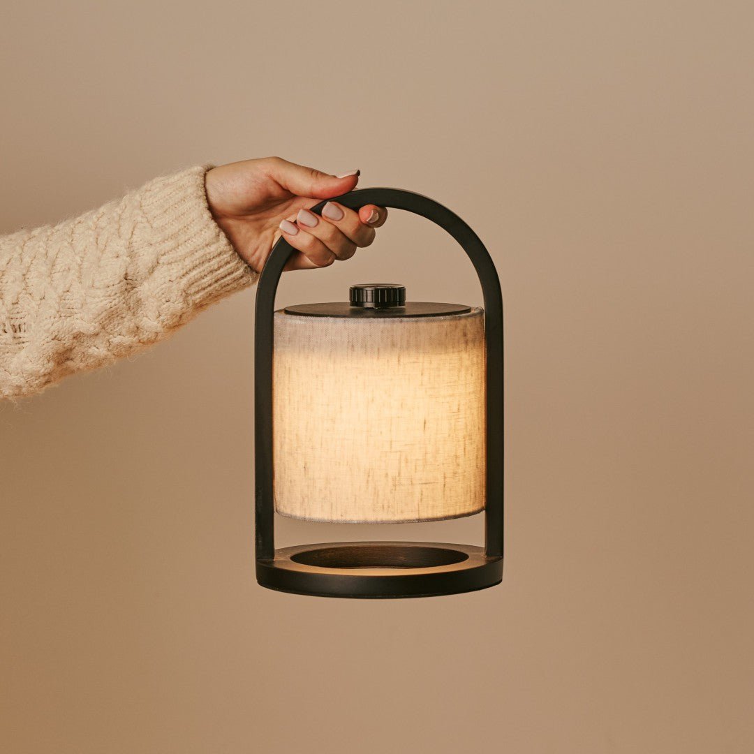 River Black & Gray Wooden oplaadbare lamp - Dimable & snateloze licht