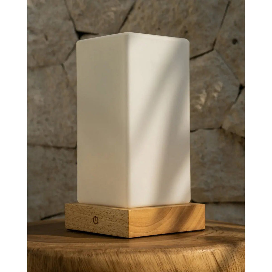 Zayn lichtbruine houten oplaadbare lamp L Dimmable & draadloze en goede batterij