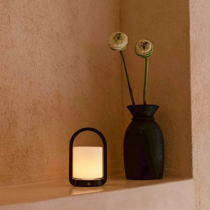 George donkerbruine houten lamp – oplaadbaar, dimbaar en draagbaar
