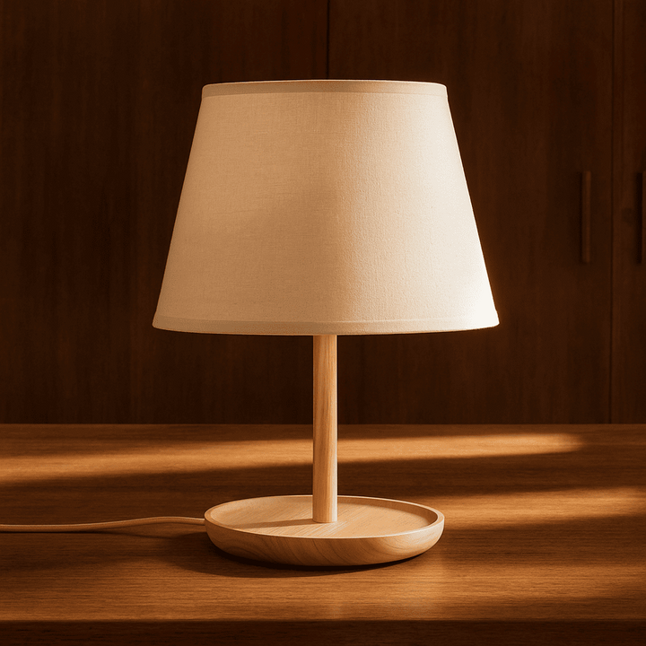 Emily lichtbruine houten lamp met kabel - handgemaakt duurzaam ontwerp voor thuis