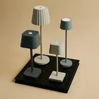 Combi Set Professional-4 X de Pijp Mini Mouse Gray Oplaadbare tafellampen & 1 x Amstel Wireless Lay Station met Qi-Technology-Perfect voor restaurants, gastvrijheid en hotels