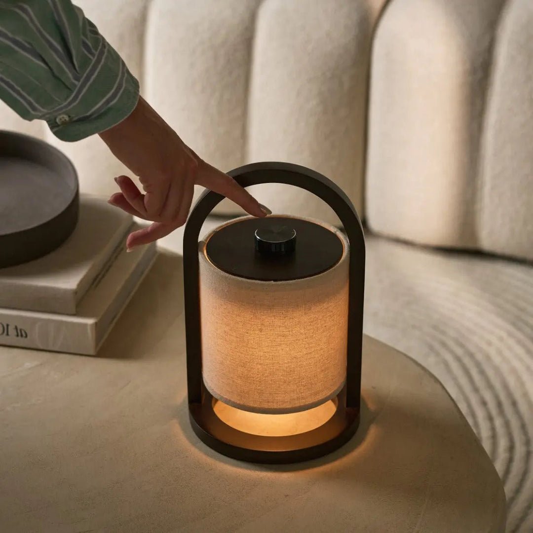 River Donkerbruine Draadloze Houten Lamp – Oplaadbaar & Dimbaar