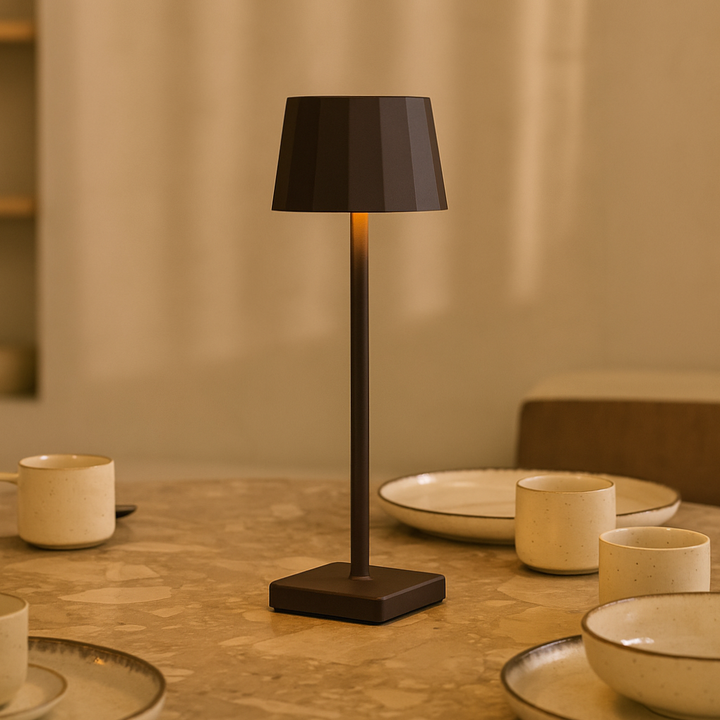 Wouter Mocha Brown oplaadbare tafellamp-Draadloos opladen, dimable, 120 uur batterijduur