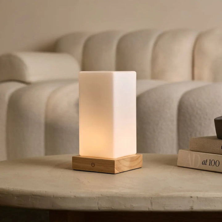 Zayn lichtbruine houten oplaadbare lamp L Dimmable & draadloze en goede batterij