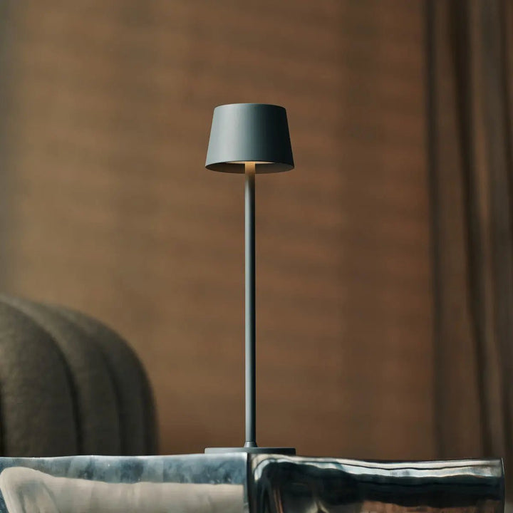 Combi Set Professional – 4 x Vondel Mini Mouse Grey Rechargeable Table Lamps & 1 x Amstel Wireless Charging Station with Q1-Technology – Perfect for Restaurants, Hospitality & Hotels