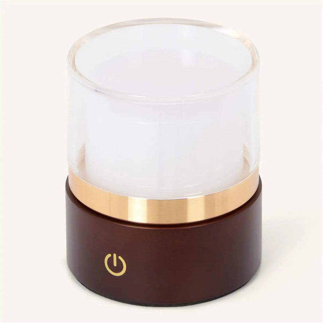 Leo donkerbruine compacte draadloze oplaadbare lamp – natuurlijk hout, dimbaar licht