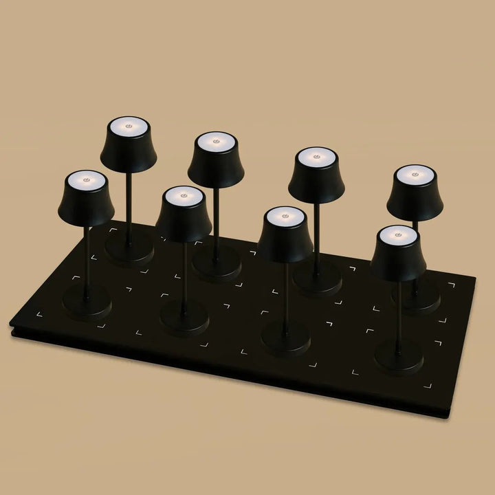 Combi Set Professional-8 X de Pijp Mini Midnight Black oplaadbare tafellampen & 1 x Central Station draadloos laadstation met Qi-Technology-Perfect voor restaurants, gastvrijheid en hotels