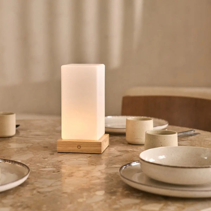 Zayn lichtbruine houten oplaadbare lamp L Dimmable & draadloze en goede batterij