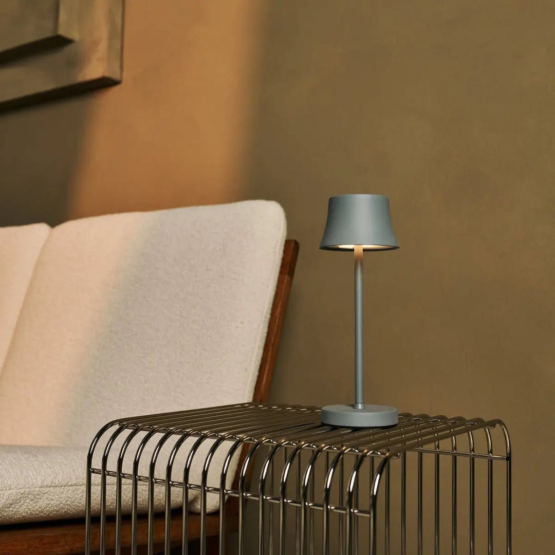 Combi Set Professional-8 X de Pijp Mini Mouse Gray oplaadbare tafellampen & 1 x Central Station Wireless Laying Station met Qi-Technology-Perfect voor restaurants, gastvrijheid en hotels