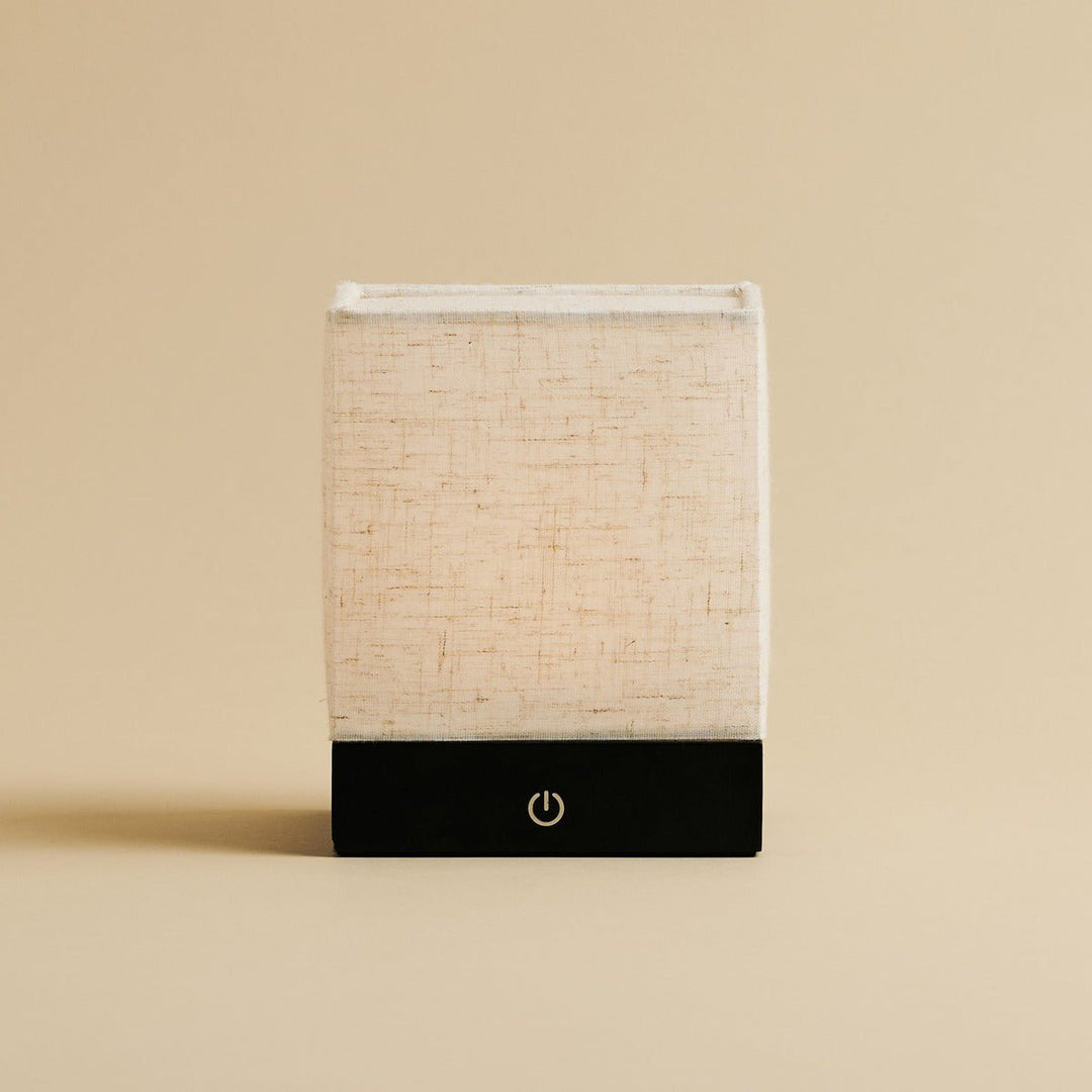 Zano Black Wireless Lamp met hout en linnen - Moodverlichting, LED -tafellamp met batterij