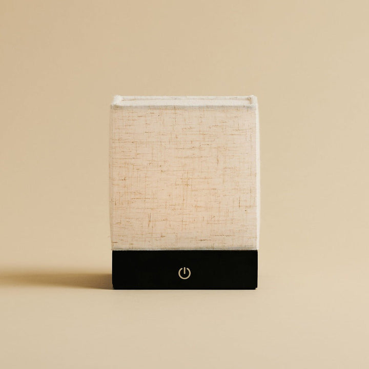 Zano Black Wireless Lamp met hout en linnen - Moodverlichting, LED -tafellamp met batterij