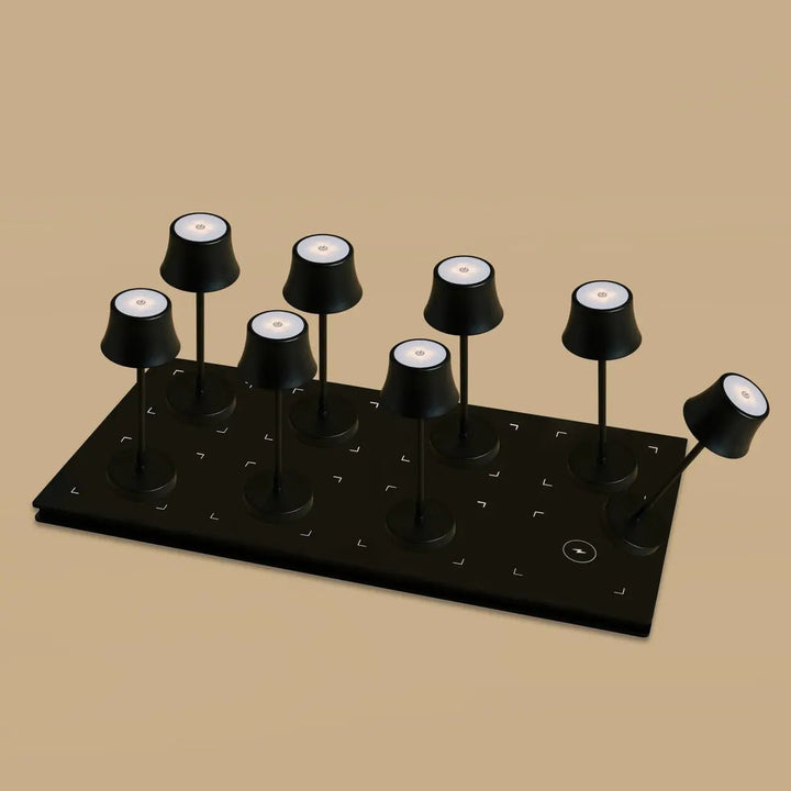 Combi Set Professional-8 X de Pijp Mini Midnight Black oplaadbare tafellampen & 1 x Central Station draadloos laadstation met Qi-Technology-Perfect voor restaurants, gastvrijheid en hotels