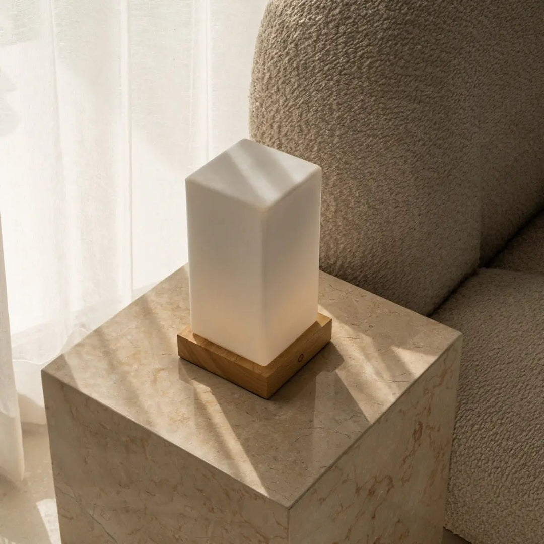 Zayn lichtbruine houten oplaadbare lamp L Dimmable & draadloze en goede batterij