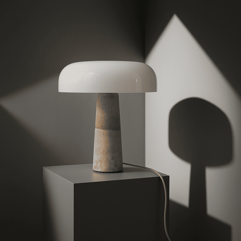 Emily travertijnlamp – elegant handgemaakt ontwerp met glazen kap