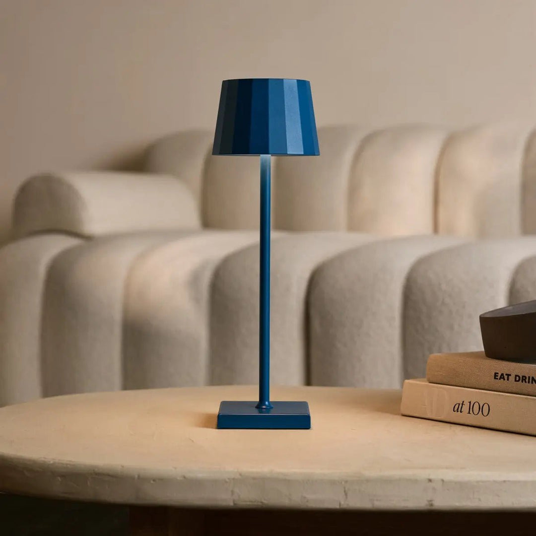 Wouter delftware blauw oplaadbare tafellamp-draadloos opladen, dimable, 120 uur batterijduur