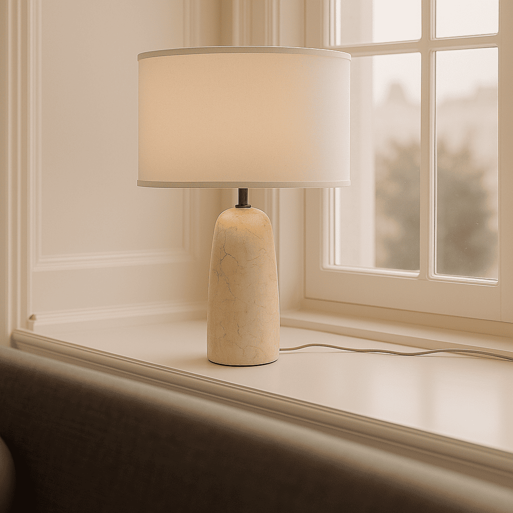 Charlotte Marmeren Lamp met Katoenen Kap – Elegante verlichting voor uw huis
