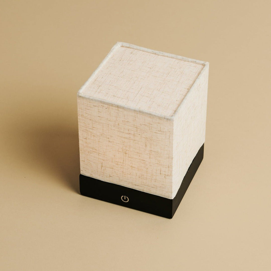 Zano Black Wireless Lamp met hout en linnen - Moodverlichting, LED -tafellamp met batterij